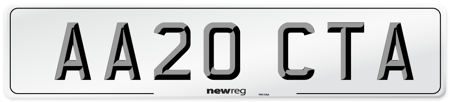 AA20 CTA Number Plate from New Reg